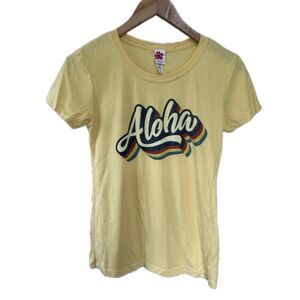 Island Girl Hawaiian Inspired Novelty Retro 70s Rainbow Aloha Tee T-Shirt M